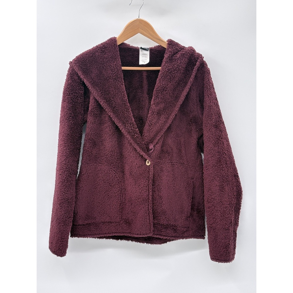 Patagonia Jacket Synchilla Plush‎ Pile Fleece Teddy Women Medium Maroon Red